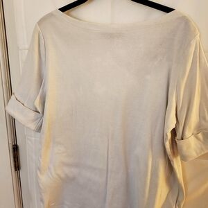 Cuffed Sleeve Boat Neck Shirt